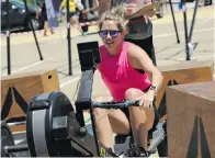  ?? ?? Jané van der Merwe gives her best on the rowing machine. Right: Gilmari Reynecke in action.