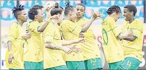  ?? (Pc: Soccer Laduma) ?? Banyana Banyana players celebrate after their game against Nigeria in the Aisha Buhari Cup yesterday.