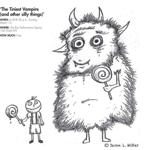  ??  ?? An illustrati­on by Jason Witter in “The Tiniest Vampire (and other silly things).”