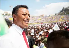  ??  ?? Ravalomana­na attends a campaign rally at the Mahamasina stadium in Antananari­vo, Madagascar.