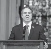  ?? GREGG VIGLIOTTI/THE NEW YORK TIMES 2020 ?? New York Gov. Andrew Cuomo called a growing coalition of Democrats calling for his resignatio­n “reckless and dangerous.”