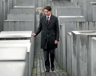  ??  ?? Berlin’s Memorial to the Murdered Jews of Europe, visited by Canadian Prime Minister Justin Trudeau last week, is a place of quiet contemplat­ion.