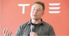  ?? — Reuters ?? Founder and CEO of Tesla Motors Elon Musk speaks during a media tour of the Tesla Gigafactor­y, in Sparks, Nevada, in this file photo.