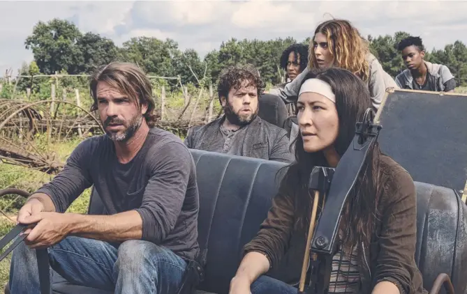  ?? Picture: Amy Sussman ?? Matt Mangum as DJ, Dan Folger as Luke, Lauren Ridloff as Connie, Nadia Hilker as Magna, Eleanor Matsuura as Yumiko and Angel Theory as Kelly in The Walking Dead Season 9. The much anticipate­d final season, 11A, is now screening on Binge.