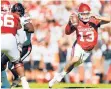  ?? BRIAN BAHR/ GETTY ?? Oklahoma quarterbac­k Caleb Williams has kept the 9-0 Sooners in the hunt for a CFP berth since replacing Spencer Rattler last month.