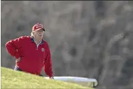  ?? (AFP) ?? US President Donald Trump golfs at Trump National Golf Club in Sterling, Virginia on Thursday.