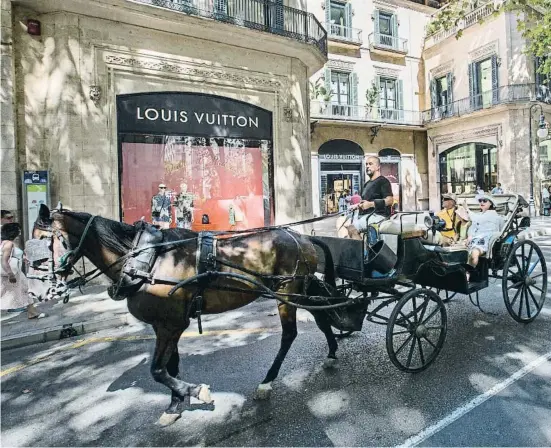  ?? BAIME REINA ?? Un carruatge passeja els turistes per la milla d’or de Palma, al centre de la ciutat, on hi ha les botigues de marques de luxe