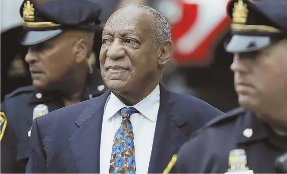  ?? AP PHOTOS ?? DECISION TIME: Bill Cosby faces up to 10 years today for sexually assaulting Andrea Constand, bottom left. Another accuser, Victoria Valentino, center in bottom right photo, joins a protester yesterday near the Montgomery County Courthouse in Norristown, Pa.