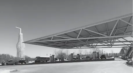  ?? [RICHARD MIZE PHOTOS/ THE OKLAHOMAN] ?? Pops, with its distinctiv­e cantilever canopy and iconic 66-foot-tall LED pop bottle, is in Arcadia.