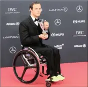  ??  ?? PARALYMPIA­N: Swiss wheelchair racer Marcel Hug was named world sportspers­on of the year with a disability.