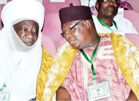  ?? PHOTO: IKECHUKWU IBE ?? Emir of Illorin, Ibrahim Sulu Gambari (left) with the Gbong Gwom Jos, Jacob Buba, during the National Conference yesterday in Abuja.