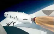  ??  ?? A frame from the Boom Camera mounted on SpaceShip 2 during its first rocket-powered flight. — Virgin Galactic