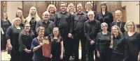  ?? SUBMITTED PHOTO ?? The Fandango choral ensemble, under the direction of Shirley Anne Cameron, received the East Prince Music Festival Canada 150 award for most outstandin­g vocal/choral performanc­e in the festival. Carol MacLean, committee member of the East Prince Music...