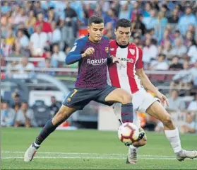  ?? FOTO: PEP MORATA ?? Coutinho podría actuar más avanzado aunque con responsabi­lidades defensivas