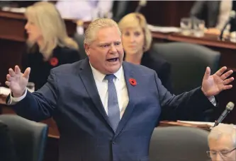  ?? RENE JOHNSTON
TORONTO STAR ?? Premier Doug Ford’s deficit amount is at odds with the Liberal government’s number which was different from the amount calculated by Auditor General Bonnie Lysyk.