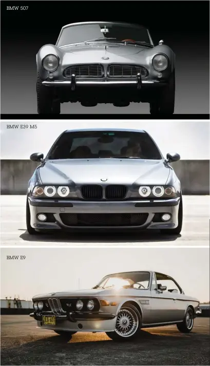  ??  ?? BMW 507 BMW E39 M5 BMW E9