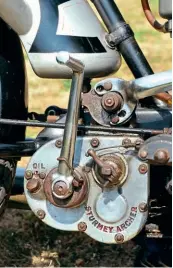  ??  ?? Simply delightful! The 3-speed gearbox carries its shift mechanism externally to the box itself, with a long lever handling the changes. S-A were keen to explain where the oil went in…