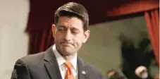  ??  ?? House Speaker Paul Ryan, R- Wis., speaks to the media after a Republican caucus meeting on Capitol Hill on Thursday.
| ALEX BRANDON/ AP