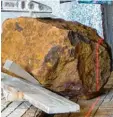  ?? Foto: Gabriele Heinlein, dpa ?? Dieser Brocken aus Blaubeuren entpuppte sich als größter bislang bekannter Steinmeteo­rit.