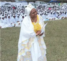  ??  ?? Then Manicaland Provincial Affairs Minister and now Minister of Informatio­n, Publicity and Broadcasti­ng Services Cde Monica Mutsvangwa thanking congregant­s of Arch Bishop Mwazha's church in Manicaland last year