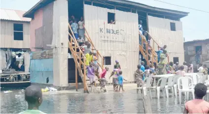  ?? Photo: NAN ?? A newly inaugurate­d school building for Adult Education at the Waterfront in Makoko, Lagos yesterday. The building was built by Kindle Africa