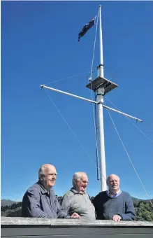  ?? PHOTO: CHRISTINE O’CONNOR ?? Back in time . . . Wanting to bring back the Port Chalmers timeball are (from left) Port Chalmers Maritime Museum curator Norman Ledgerwood, nautical historian Garry Bain and Port Chalmers Historical Society president Brian McCormack.