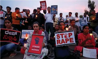  ??  ?? A protest against a series of rapes, spotlighti­ng India’s problem with sexual violence. Photograph: Abhishek Chinnappa/Reuters