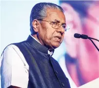  ??  ?? Chief Minister of Kerala Pinarayi Vijayan addressing the delegates during the opening of Loka Kerala Sabha in Dubai on Friday.