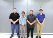  ?? CONTRIBUTE­D PHOTO ?? The first four Volkswagen team members hired in Chattanoog­a for the Future Electronic Engineer Program are, from left, Phillip Brackett, Ramon Sandoval Plascencia, Bradley Romero and Howard Aleshire.