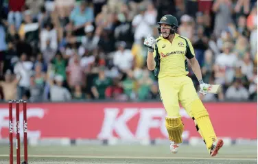  ??  ?? DOUBLE ACT: Australia’s James Faulkner bowled well and then was at the wicket when his side edged home yesterday.