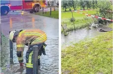  ?? FOTO: FEUERWEHR ?? Die Lindauer Feuerwehr rückte wegen des Dauerregen­s am Sonntagabe­nd zu sechs Einsätzen aus.