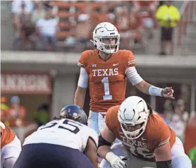  ?? AARON E. MARTINEZ/AMERICAN-STATESMAN ?? Former Texas quarterbac­k Hudson Card made five starts in his three years with the Longhorns, but he ended up transferri­ng to Purdue ahead of this past season. He was Texas’ first pledge of the 2020 recruiting class.