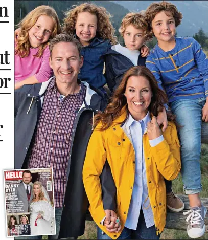  ??  ?? Family adventure: Sarah Willingham and husband Michael with their children. Inset: This week’s Hello!