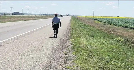  ?? FACEBOOK/CHRIS MARTELL ?? Chris Martell is walking to Regina from Saskatoon to raise funds for new healing camps and awareness about the effects of the foster-care system. The walk is expected to take five days and conclude on Friday.