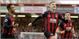  ??  ?? STAR TURN: Bournemout­h midfielder Brooks celebrates his second goal