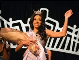  ?? Photo by Tiffany Brown ?? Jasmine Bruce is named 2018 Miss Texarkana on Saturday during the Miss Texarkana Twin Rivers Pageant at Pleasant Grove High School Performing Arts Center.