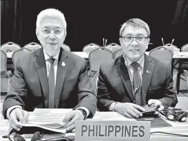  ?? DTI PHOTO ?? DTI Secretary Fred Pascual and DTI Undersecre­tary for Internatio­nal Trade Allan Gepty attend the 13th World Trade Organizati­on (WTO) Ministeria­l Conference (MC13) in Abu Dhabi, United Arab Emirates.