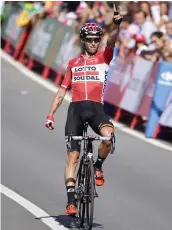  ??  ?? Tomasz Marczynski a remporté cette 12e étape du Tour d’Espagne édition 2017.