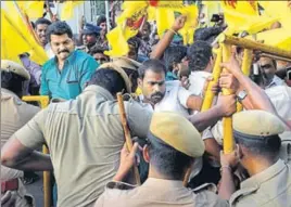  ?? AFP PHOTO ?? ■ Activists stage a protest demanding IPL matches be cancelled in Chennai on Tuesday.