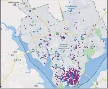  ?? SCREENSHOT IMAGE/AIRDNA.NET ?? A screenshot from the AirDNA website shows a map of Airbnb listings in Charlottet­own.