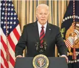  ?? ?? WASHINGTON: US President Joe Biden speaks during a meeting of his Competitio­n Council in the State Dining Room of the White House in Washington, DC, on March 5, 2024. — AFP