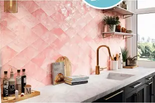  ?? ?? Roxy pink wall tile, £69 per sq m, Porcelain Superstore