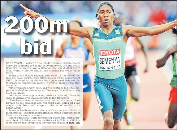  ?? Picture: ATHLETICS WEEKLY ?? Caster Semenya celebrates after winning a race.