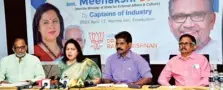  ?? SPECIAL ARRANGEMEN­T ?? Union Minister of State for External Affairs and Culture Meenakshi Lekhi addressing the media in Kochi on Friday.