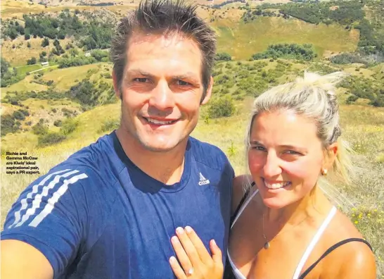  ??  ?? Richie and Gemma McCaw are Kiwis’ ideal aspiration­al pair, says a PR expert.