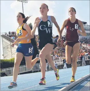  ?? | JOEL LERNER~SUN-TIMES MEDIA ?? Defending Class 3A cross-country champion Madeline Perez (center) will be part of Glenbard West’s solid distance core this season.