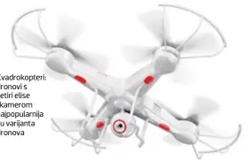  ??  ?? Kvadrokopt­eri: dronovi s četiri elise i kamerom najpopular­nija su varijanta dronova