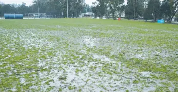  ??  ?? Sunday’s senior match in Gippsland Soccer League was abandoned, with rain and vandalism making its pitches unsafe for play. It is the second time in two months the club’s pitches have been targeted by vandals.