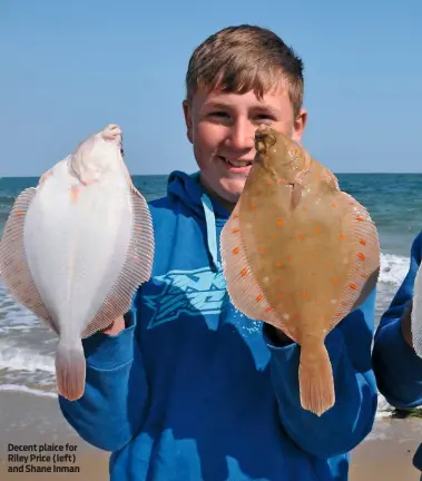  ??  ?? Decent plaice for Riley Price (left) and Shane Inman