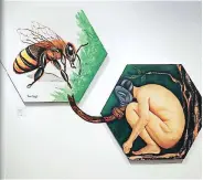  ??  ?? “1+1”, de Nahún Pérez, es una analogía de la importanci­a de las abejas para la vida.
